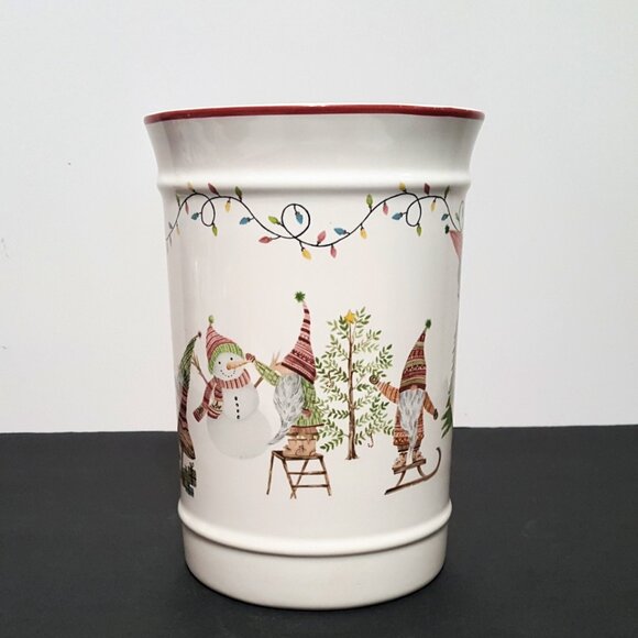 NEW RARE Pottery Barn Forest Gnome Utensil Crock NIB - Picture 2 of 7